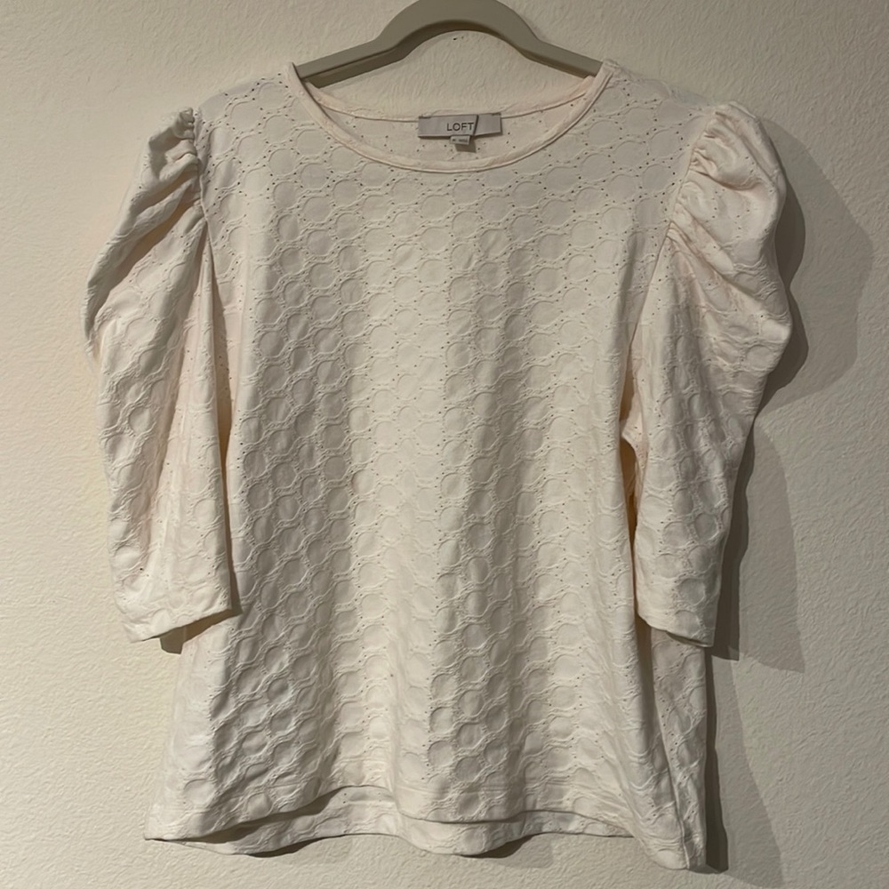 LOFT Cream Knit Top